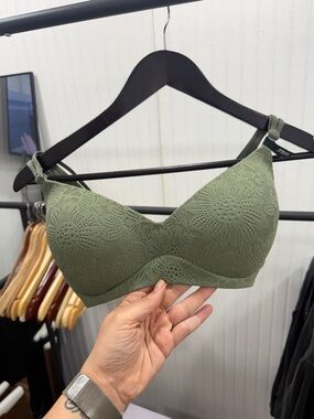 PRICE DROP!!! NWT Aerie Olive Green Floral Lace Wireless Bra Sz 34D